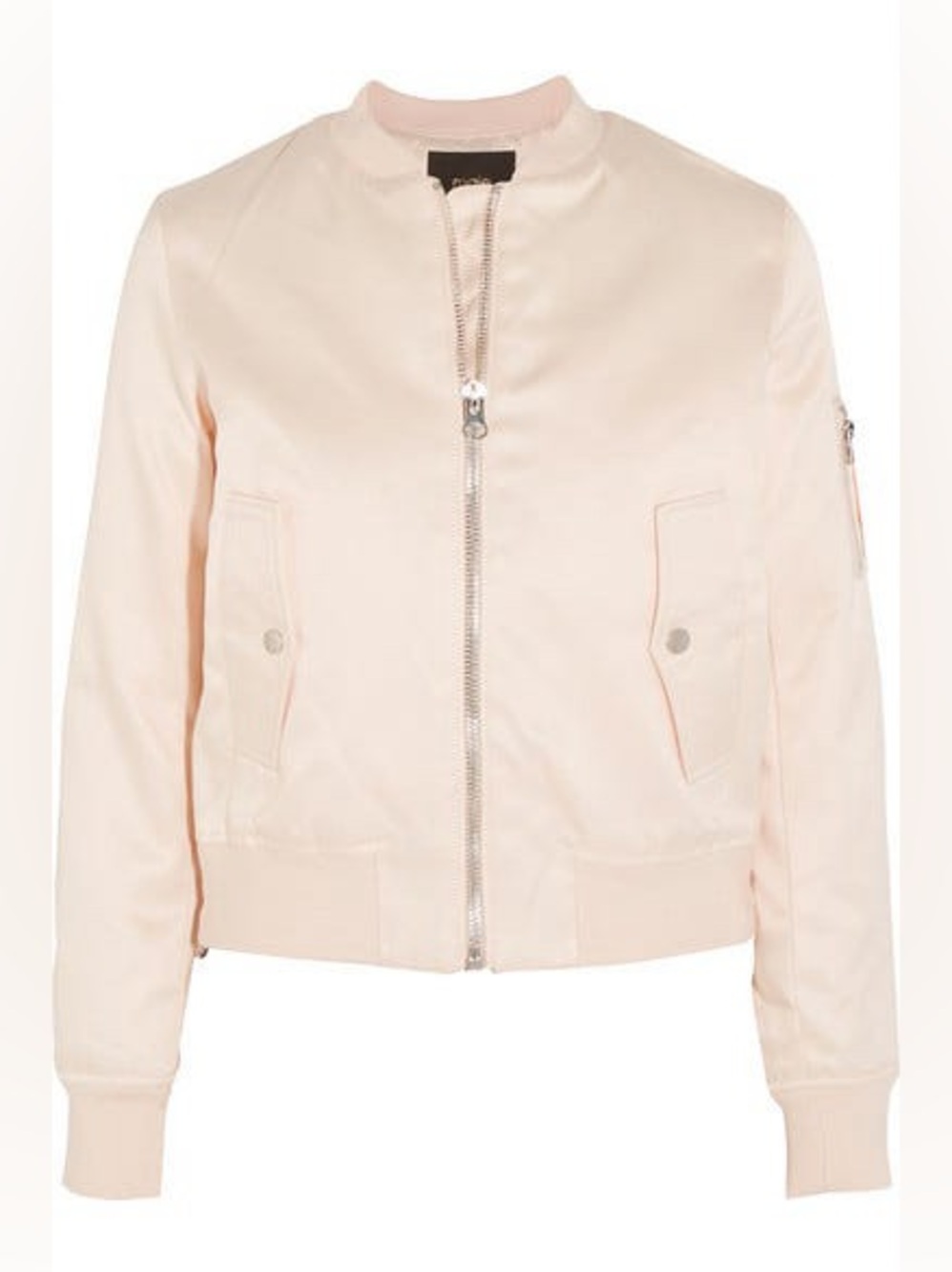 Maje. Bart Satin Bomber. Cream. Size Small.